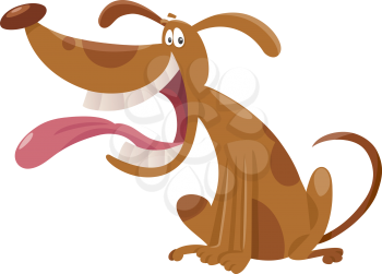 Cartoon Illustration of Happy Spotted Sitting Dog