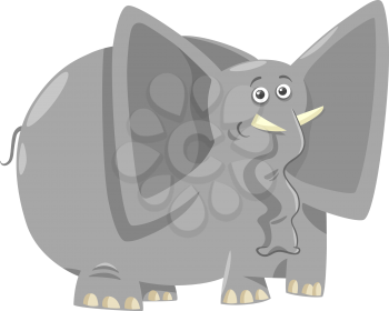 Cartoon Humorous Illustration of Funny African Elephant Animal