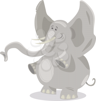 Cartoon Illustration of Cute African Elephant Animal
