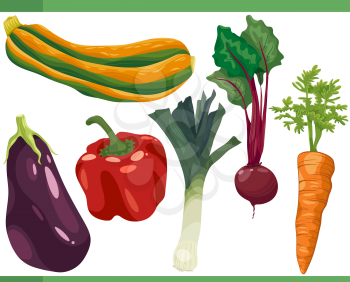 Cartoon Illustration Set of Vegetables Food Objects