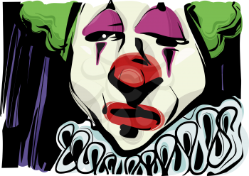 Sketch Drawing Illustration of Sad Clown Face