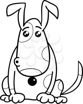 Black and White Cartoon Illustration of Funny Surprised Dog Character for Coloring Book