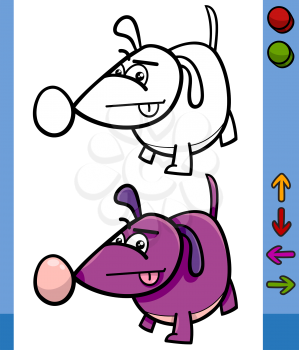 Cartoon Illustration of Funny Dog Animal Character with Buttons for Application or Video Game