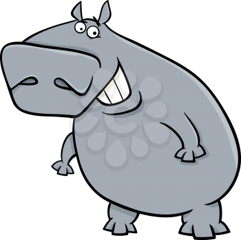 Cartoon Illustration of Funny Hippopotamus Wild Animal