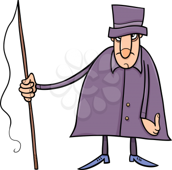 Cartoon illustration of Coachman or Carter with Whip