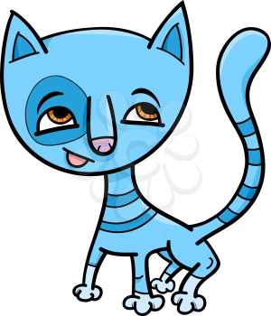 Cartoon Illustration of Cute Blue Kitten