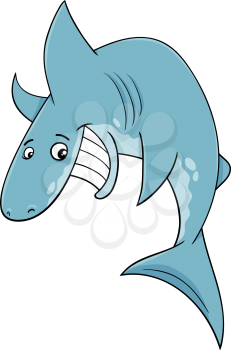 Cartoon Illustration of Funny Shark Fish Animal