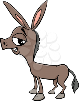 Cartoon Illustration of Funny Baby Donkey Farm Animal