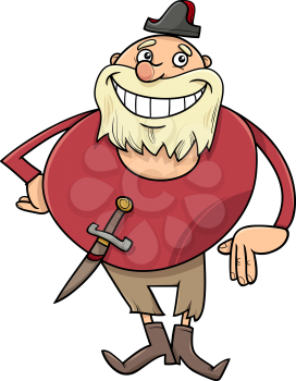 Cartoon Illustration of Funny Pirate Character with Knife