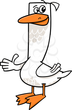 Cartoon Illustration of Funny Goose Farm Bird Animal Character