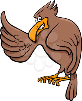 Cartoon Illustration of Eagle Wild Bird Animal Character