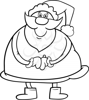 Black and White Cartoon Illustration of Santa Claus Christmas Character for Coloring Book