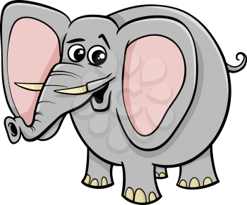 Cartoon Illustration of African Elephant Animal Character