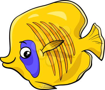 Cartoon Illustration of Exotic Fish Sea Life Animal Character
