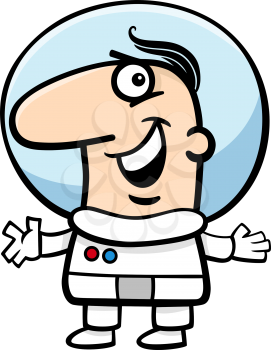Cartoon Illustration of Funny Astronaut in Space Suit