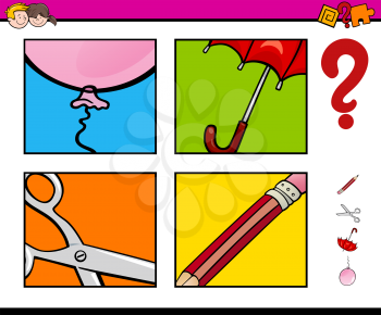 Cartoon Illustration of Education Activity for Preschool Children with Objects