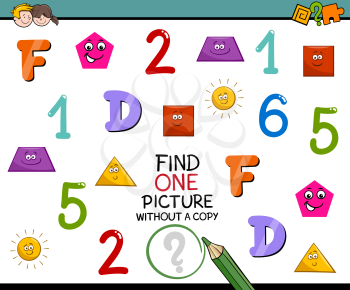 Cartoon Illustration of Educational Activity of Single Picture Search for Preschool Children