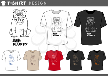 Illustration of T-Shirt Design Template with English Bulldog