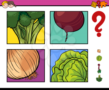 Cartoon Illustration of Educational Activity Task of Guessing Vegetables for Children