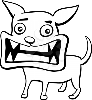 Black and White Cartoon Illustration of Angry Dog or Puppy Animal Character Coloring Page