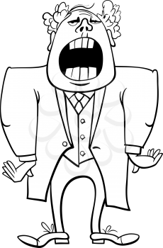 Black and White Cartoon Illustration of Singing Man or Opera Singer Character Coloring Page