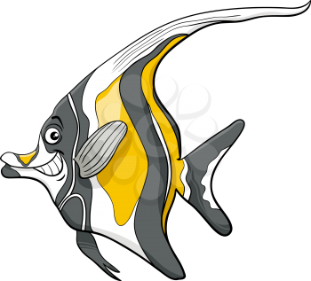 Cartoon Illustration of Moorish Idol Fish Sea Life Animal Character