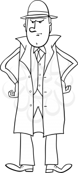 Black and White Cartoon Illustration of Angry or Disgusted Man Character Coloring Page