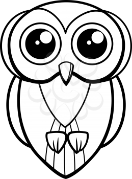 Black and White Cartoon Illustration of Cute Owl Bird Animal Coloring Page