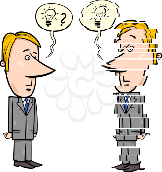 Concept Cartoon Illustration of Stressed or Frustrated Businessman talking to Manager