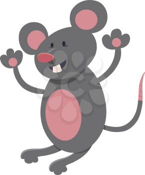 Cartoon Illustration of Cute Mouse or Rat Rodent with Cheese