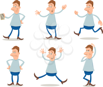 Cartoon illustration of Funny Man Character Collection Set