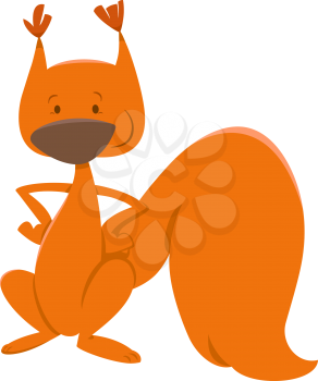 Cartoon Illustration of Cute Red Squirrel Animal Character