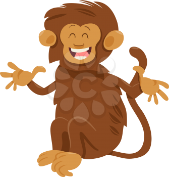 Cartoon Illustration of Cute Hairy Monkey Animal Character