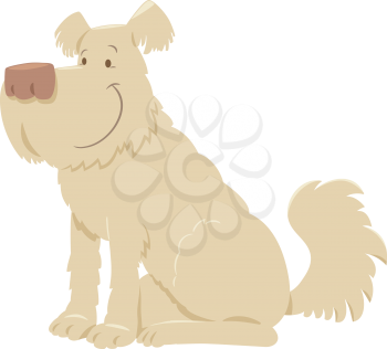 Cartoon Illustration of Cream Shaggy Dog Animal Character