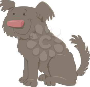 Cartoon Illustration of Cute Shaggy Dog Animal Character