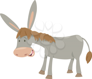 Cartoon Illustration of Funny Donkey Farm Animal Character