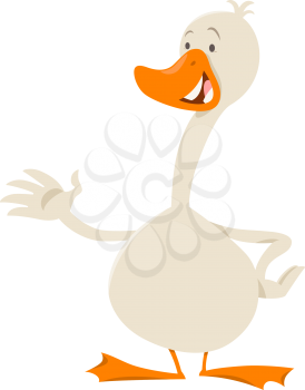 Cartoon Illustration of Goose Bird Farm Animal Character