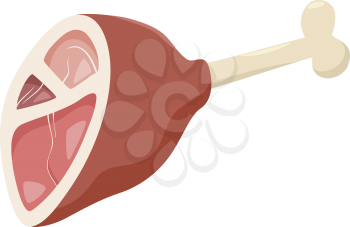 Cartoon Illustration of Ham or Haunch Meat Food Object
