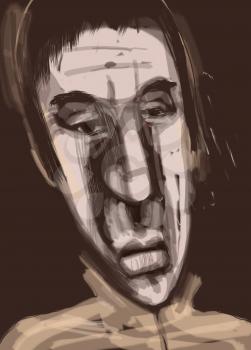 Digital Painting Illustration of Man Character Portrait