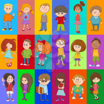Cartoon Illustration of Kid Characters Pattern or Decorative Paper Design