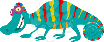 Cartoon Illustration of Cute Colorful Chameleon Animal Character