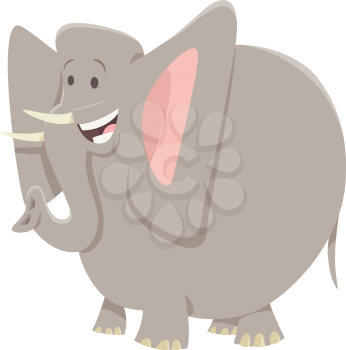 Cartoon Illustration of Gray African Elephant Funny Animal Character