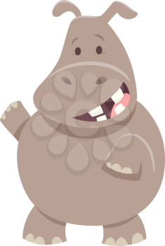 Cartoon Illustration of Hippo or Hippopotamus Funny Wild Animal Character
