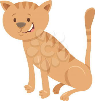 Cartoon Illustration of Cute Cat Funny Animal Character