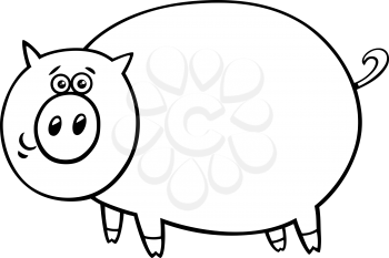 Black and White Cartoon Illustration of Funny Comic Pig Farm Animal Character Coloring Book