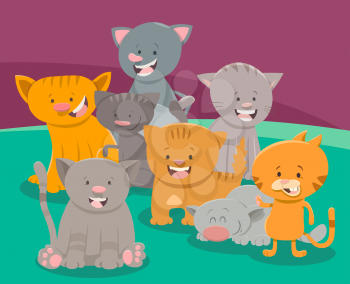 Cartoon Illustration of Funny Cats or Kittens Characters Group