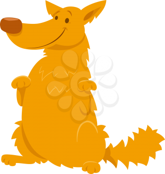 Cartoon Illustration of Funny Yellow Shaggy Dog Animal Character