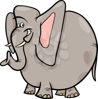 Cartoon Illustration of Elephant Wild Animal Character