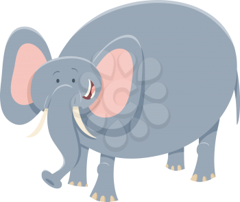 Cartoon Illustration of Comic Elephant Safari Animal Character