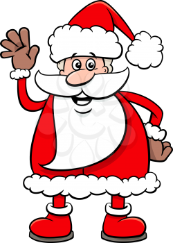 Cartoon Illustration of Funny Santa Claus Character on  Christmas Time